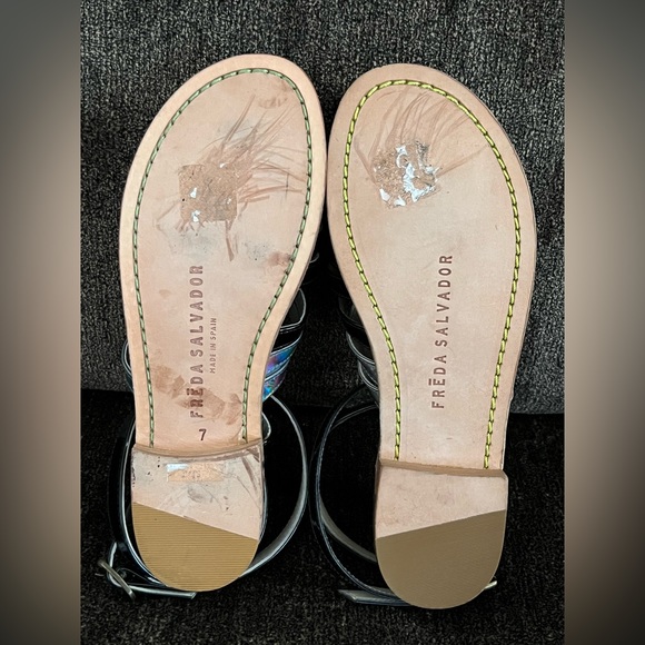 Freda Salvador Embossed Patent Leather Gladiator Sandals Black Color Size 7 - Picture 14 of 14